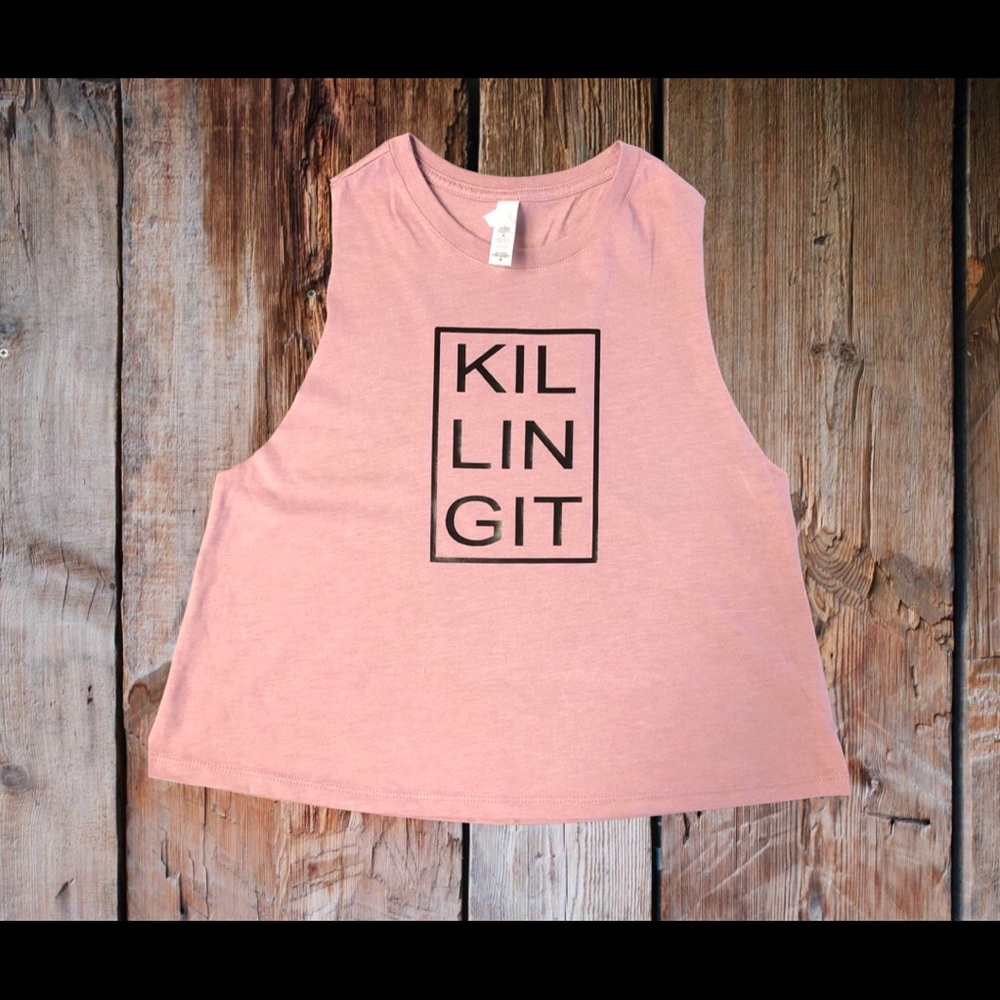 Heather Orchid color Workout Cropped Racerback Shirt - KILLING IT